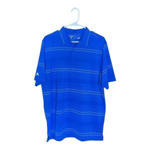 Antiqua Compass Polo Shirt Dark Royal Striped Men's Large